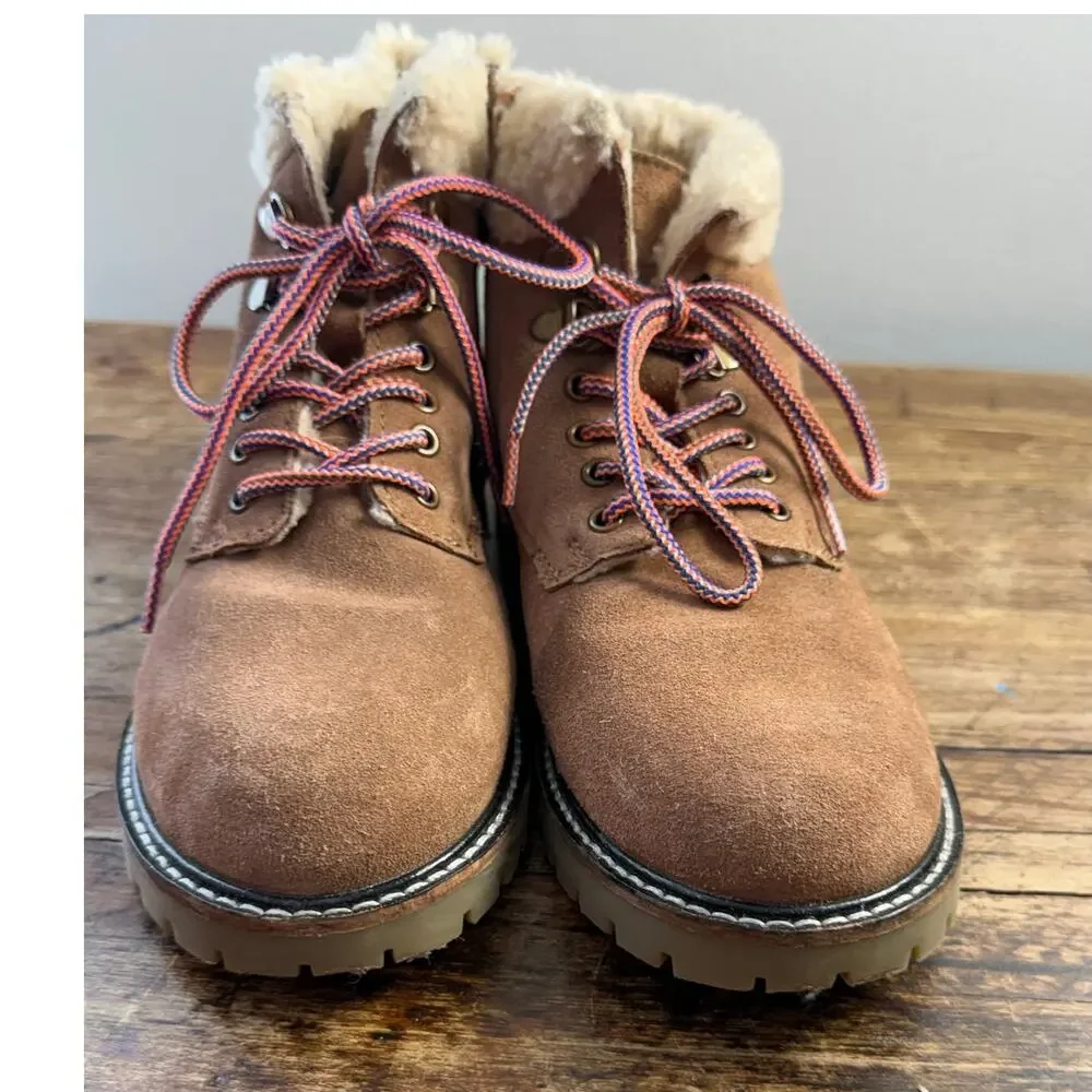 Mini Boden Tan Cosy Lace Up Boots size 5.5